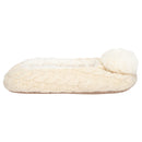 Ballerina Knit Pom Womens Plush Lined Cozy Non Slip Indoor Soft Slipper - Cream