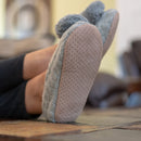 Ballerina Knit Pom Womens Plush Lined Cozy Non Slip Indoor Soft Slipper - Grey