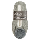Ballerina Knit Pom Womens Plush Lined Cozy Non Slip Indoor Soft Slipper - Grey
