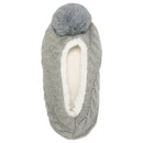 Ballerina Knit Pom Womens Plush Lined Cozy Non Slip Indoor Soft Slipper - Grey
