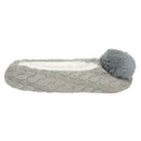 Ballerina Knit Pom Womens Plush Lined Cozy Non Slip Indoor Soft Slipper - Grey