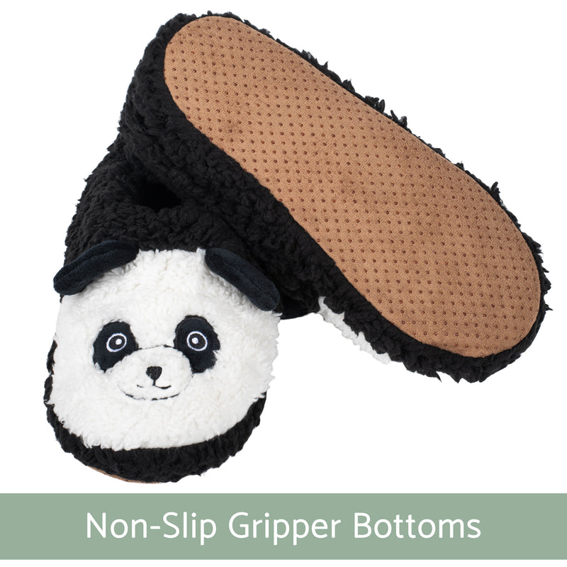 Panda Black Womens Animal Cozy Plush Lined Non Slip Fuzzy Slipper - Medium