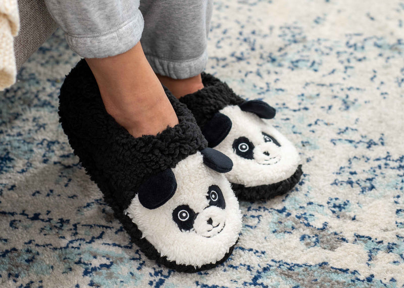 Top view of slippers showing design
