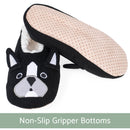 Bulldog Black Womens Animal Cozy Plush Lined Non Slip Fuzzy Slipper - Large