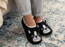 Bulldog Black Womens Animal Cozy Plush Lined Non Slip Fuzzy Slipper - Large