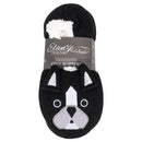 Bulldog Black Womens Animal Cozy Plush Lined Non Slip Fuzzy Slipper - Medium