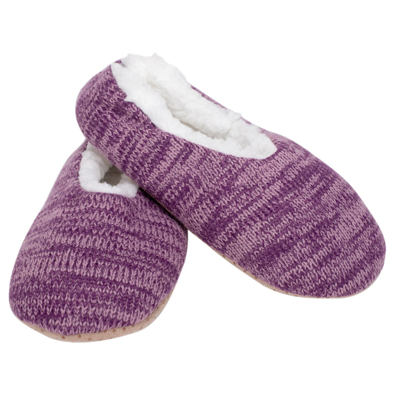 Front view of Purple Simple Knit Womens Plush Lined Cozy Non Slip Indoor Soft Slipper