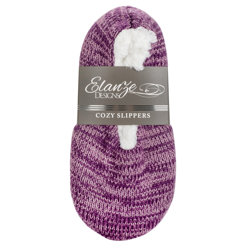 Simple Knit Womens Plush Lined Cozy Non Slip Indoor Soft Slipper - Purple