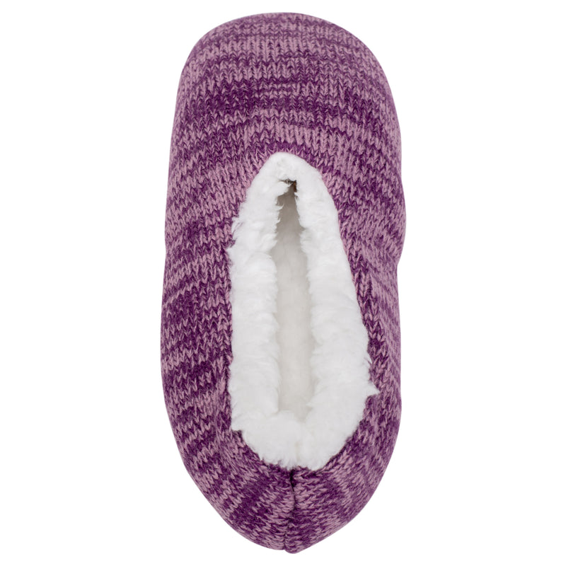 Simple Knit Womens Plush Lined Cozy Non Slip Indoor Soft Slipper - Purple