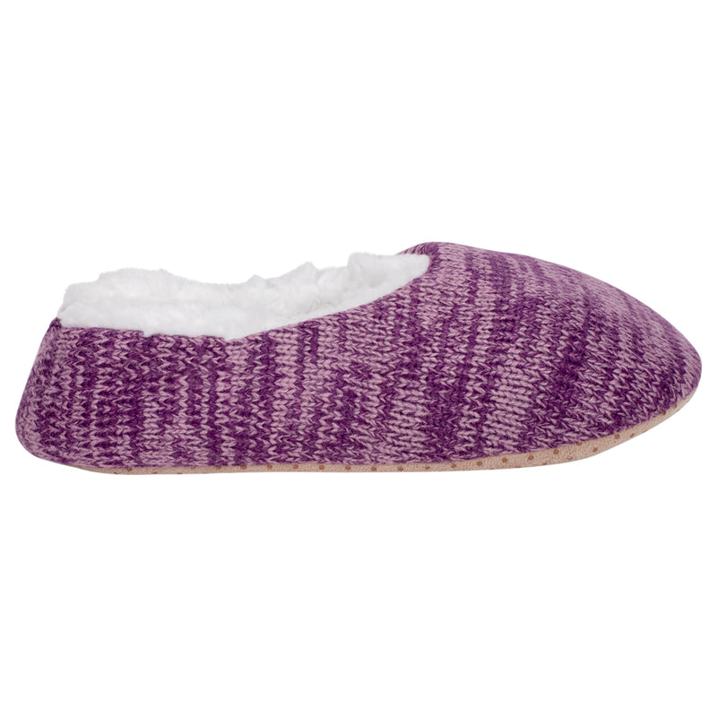 Simple Knit Womens Plush Lined Cozy Non Slip Indoor Soft Slipper - Purple