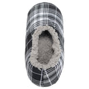 Black Plaid Mens Plush Lined Cozy Non Slip Indoor Soft Slippers