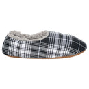 Black Plaid Mens Plush Lined Cozy Non Slip Indoor Soft Slippers