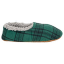 Green Plaid Mens Plush Lined Cozy Non Slip Indoor Soft Slippers