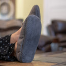 Grey Solid Tone Mens Plush Lined Cozy Non Slip Indoor Soft Slippers