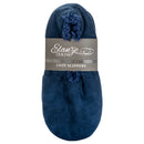 Navy Solid Tone Mens Plush Lined Cozy Non Slip Indoor Soft Slippers