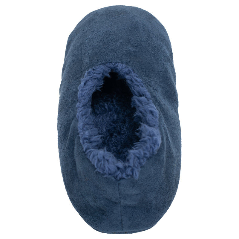 Navy Solid Tone Mens Plush Lined Cozy Non Slip Indoor Soft Slippers