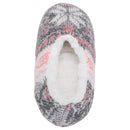 Pink Grey Nordic Snow Womens Plush Lined Cozy Non Slip Indoor Soft Slippers