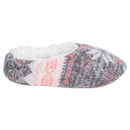 Pink Grey Nordic Snow Womens Plush Lined Cozy Non Slip Indoor Soft Slippers