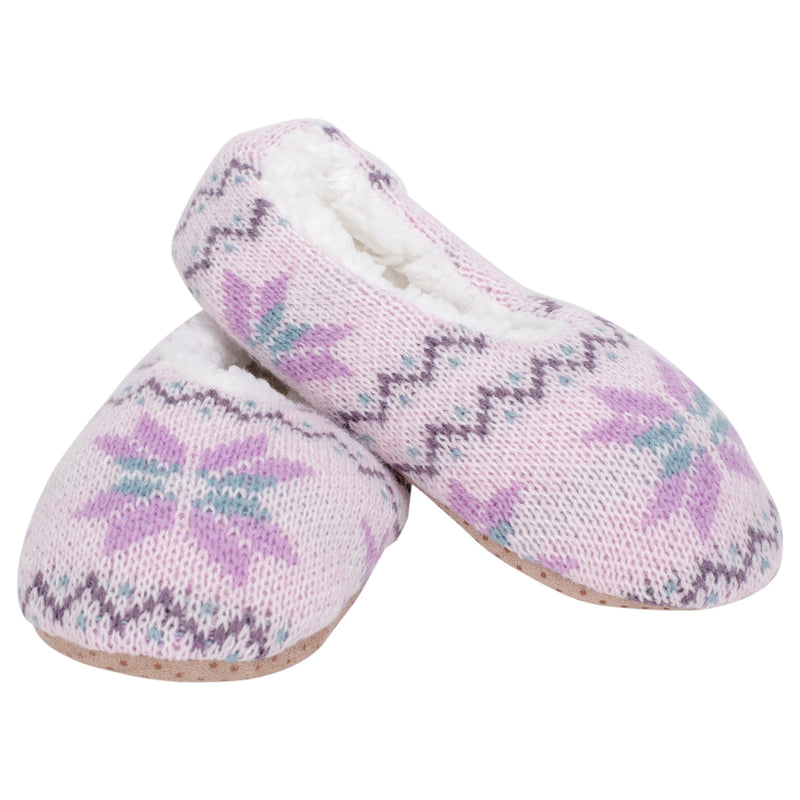 Front view of Lilac Purple Nordic Snow Womens Plush Lined Cozy Non Slip Indoor Soft Slippers
