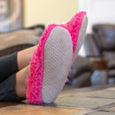 Hot Pink Two Tone Womens Plush Lined Cozy Non Slip Indoor Soft Slippers
