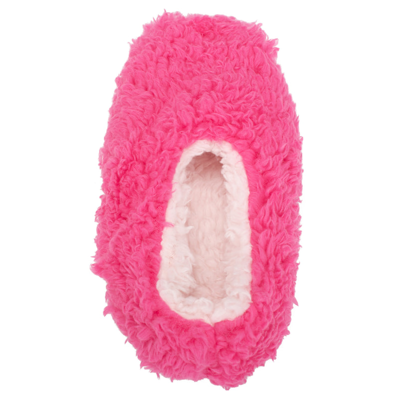 Hot Pink Two Tone Womens Plush Lined Cozy Non Slip Indoor Soft Slippers