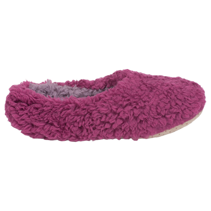 Deep Purple Two Tone Womens Plush Lined Cozy Non Slip Indoor Soft Slippers