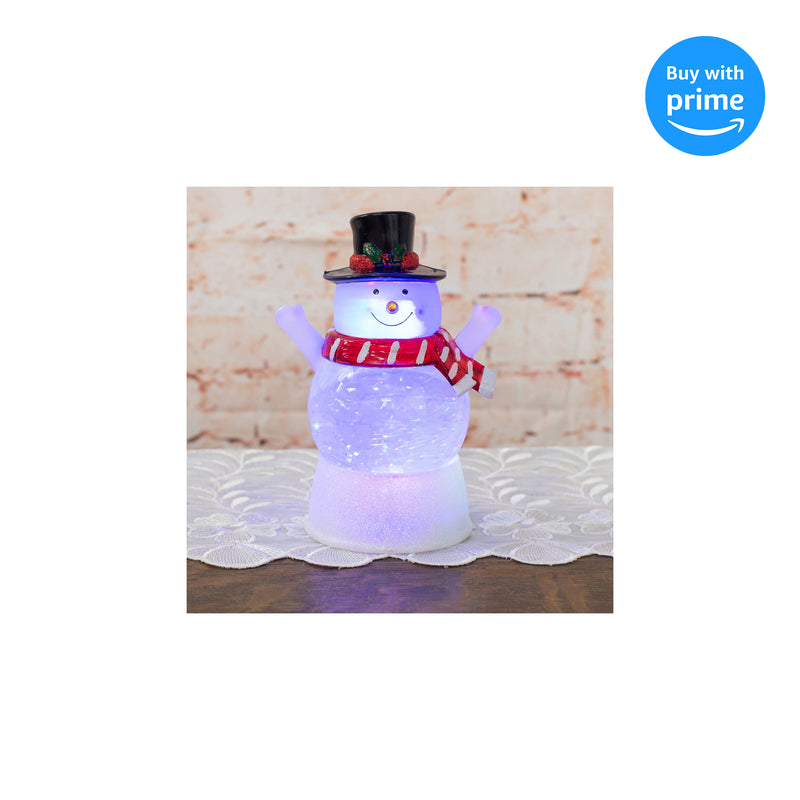 Front view of Happy Snowman LED Light-up Glitter Swirl Snow Globe Christmas Figurine