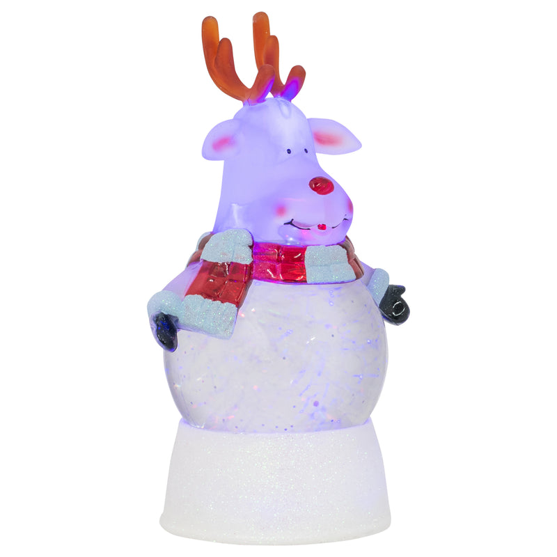 Front view of Christmas Reindeer Figurine Glitter Snow Globe