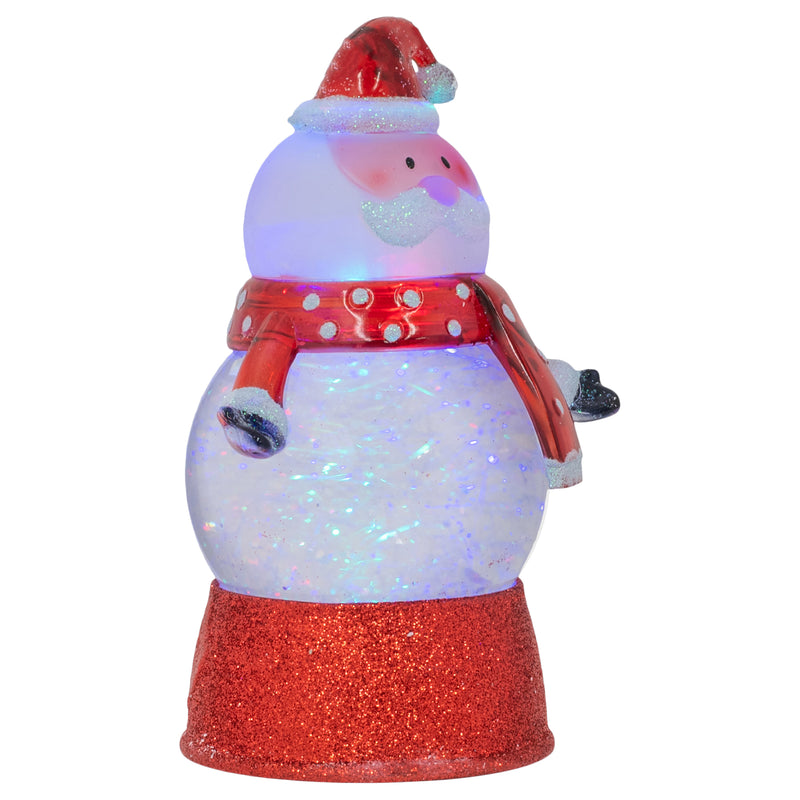 Front view of Christmas Santa Figurine Glitter Snow Globe Tabletop