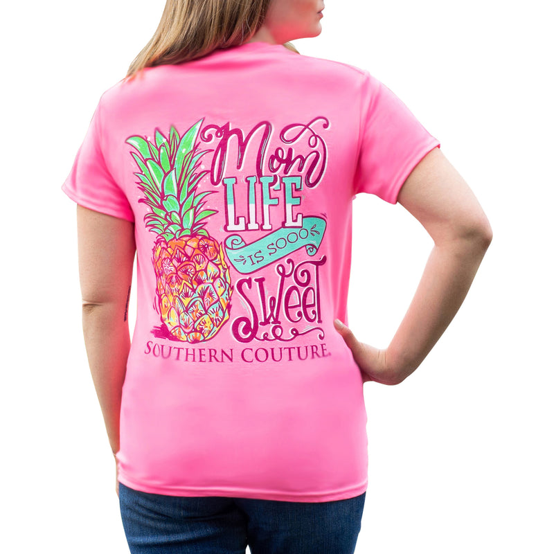 Mom Life is Sweet Pineapple Safety Pink Cotton Fabric Classic T-Shirt