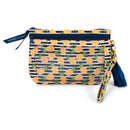 Pineapples Stripe Yellow and Navy Blue 7 x 5 Polyester Phone Wristlet Handbag