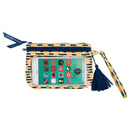 Pineapples Stripe Yellow and Navy Blue 7 x 5 Polyester Phone Wristlet Handbag