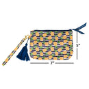 Pineapples Stripe Yellow and Navy Blue 7 x 5 Polyester Phone Wristlet Handbag