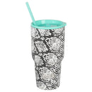 Biggee Black and White Snakeskin Insulated Stainless Steel Tumbler 30 ounce