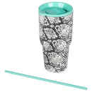 Biggee Black and White Snakeskin Insulated Stainless Steel Tumbler 30 ounce
