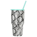 Biggee Black and White Snakeskin Insulated Stainless Steel Tumbler 30 ounce