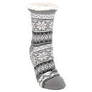 Front view of Grey Nordic Snow Womens Cozy Sherpa Fleece Plush Non Skid Indoor Slipper Socks
