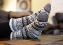 Grey Nordic Snow Womens Cozy Sherpa Fleece Plush Non Skid Indoor Slipper Socks