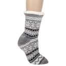 Grey Nordic Snow Womens Cozy Sherpa Fleece Plush Non Skid Indoor Slipper Socks