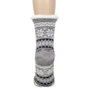 Grey Nordic Snow Womens Cozy Sherpa Fleece Plush Non Skid Indoor Slipper Socks