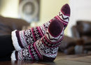 Purple Nordic Snow Womens Cozy Sherpa Fleece Plush Non Skid Indoor Slipper Socks