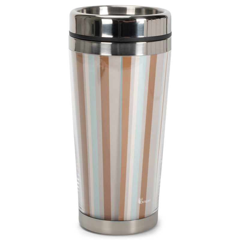 Retirement Blessings Brown Stripes 16 ounce Stainless Steel Insulated Travel Mug with Lid