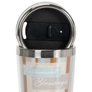 Retirement Blessings Brown Stripes 16 ounce Stainless Steel Insulated Travel Mug with Lid