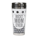 Dicksons Best Mom Ever Black White Polka Dot 16 Ounce Stainless Steel Travel Tumbler Mug