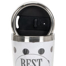 Dicksons Best Mom Ever Black White Polka Dot 16 Ounce Stainless Steel Travel Tumbler Mug