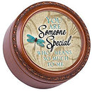 You Are Someone Special to Me Woodgrain Rope Trim Jewelry Music Box Plays What Friends Are For