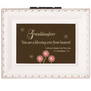 Top down view of Granddaughter Ivory Rope Trim Tiny Square Jewelry Keepsake Box