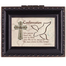 Top down view of Confirmation Spirit Black Rope Trim Tiny Square Jewelry Keepsake Box
