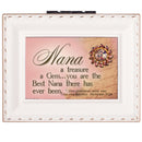 Top down view of Nana Treasure Blessed Ivory Rope Trim Tiny Square Jewelry Keepsake Box