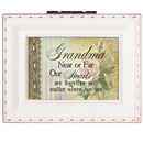 Top down view of Grandma Hearts Ivory Rope Trim Tiny Square Jewelry Keepsake Box